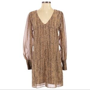 Rory Beca Georgette 100% Silk Snake Print Long Sleeve Mini Dress Size S